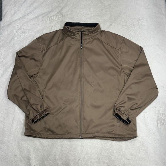 FootJoy FJ Brown Full Zip Fleece Lined Mock Neck Golf Jacket Men's Size 2XL - Picture 1 of 10